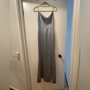 Amsale Chloe Bridesmaid Dress in Jade fluid Satin